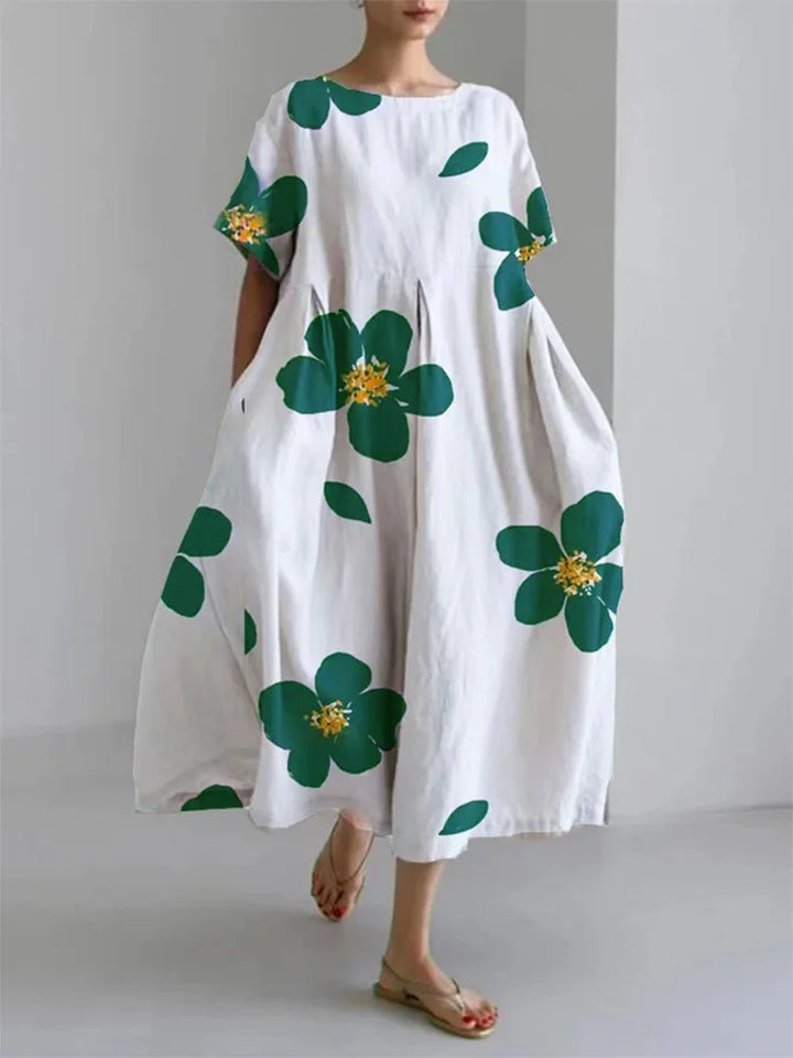 CATHERINE | Robe longue d'été à fleurs lumineuses et confort doux pour les journées ensoleillées