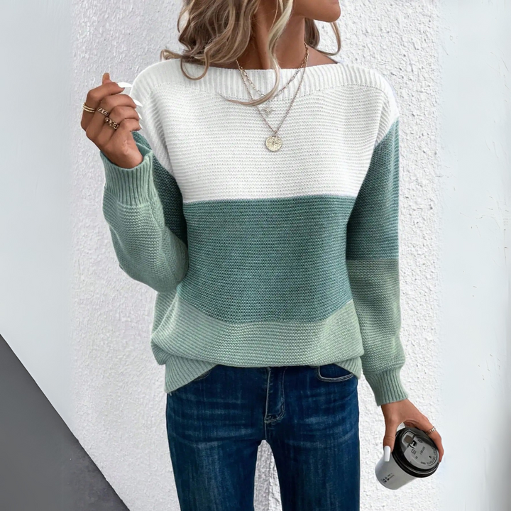 Clara | Pull patchwork élégant tricolore