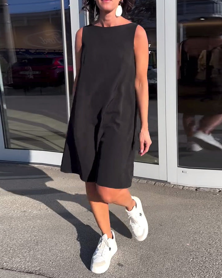 Hélène - Robe Sans Manches Unie Shift