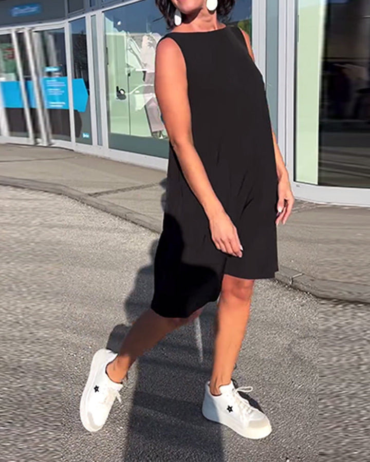 Hélène - Robe Sans Manches Unie Shift