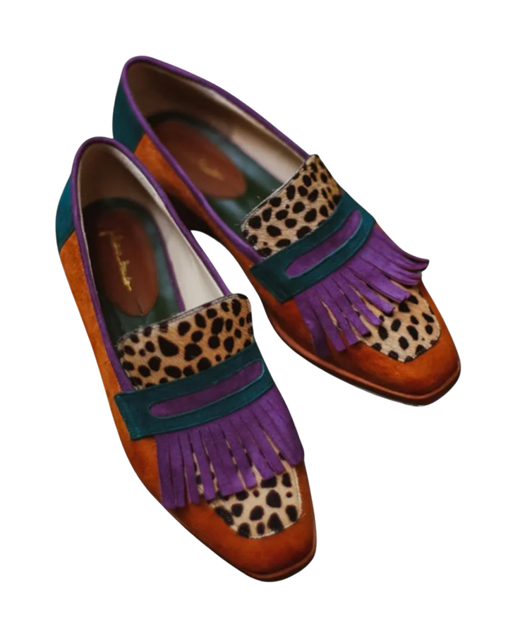 Henny | Mocassin brun avec motif léopard