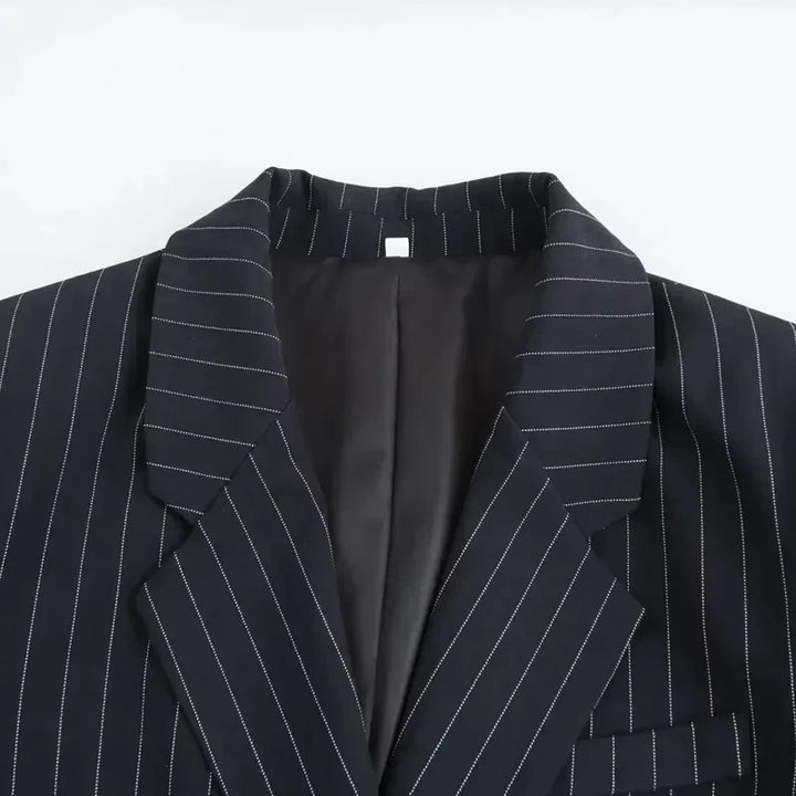 Nathalie | Blazer Croisé à Rayures Classiques