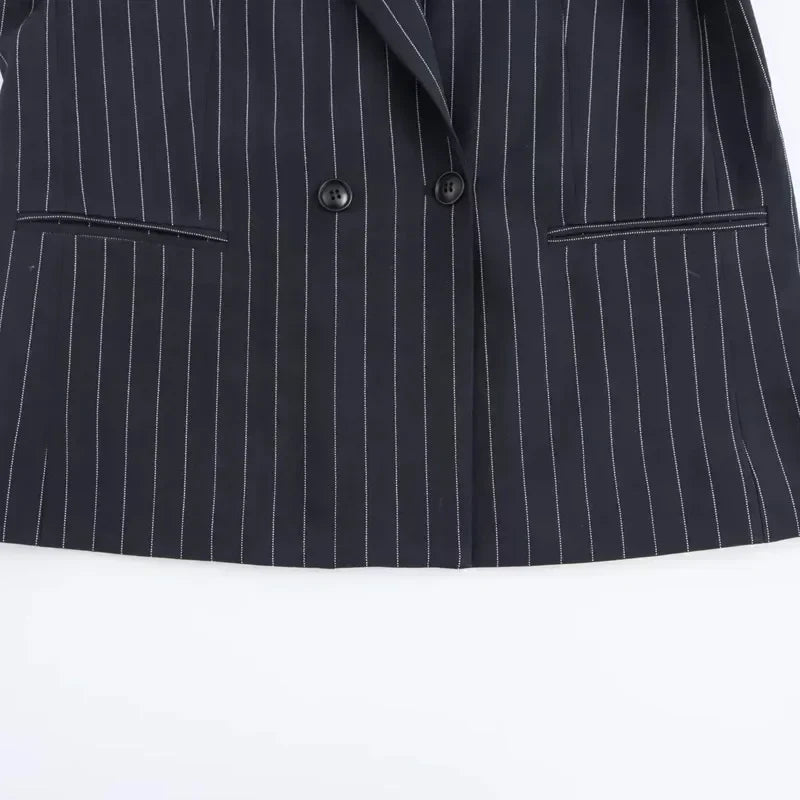 Nathalie | Blazer Croisé à Rayures Classiques