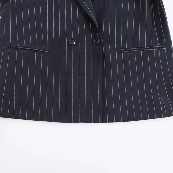 Nathalie | Blazer Croisé à Rayures Classiques