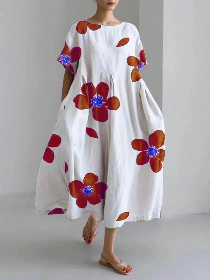 CATHERINE | Robe longue d'été à fleurs lumineuses et confort doux pour les journées ensoleillées