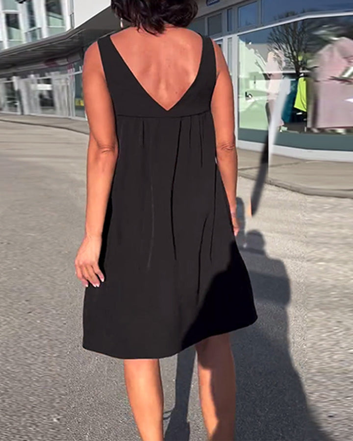 Hélène - Robe Sans Manches Unie Shift