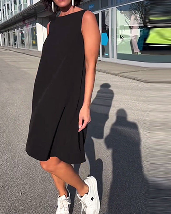 Hélène - Robe Sans Manches Unie Shift