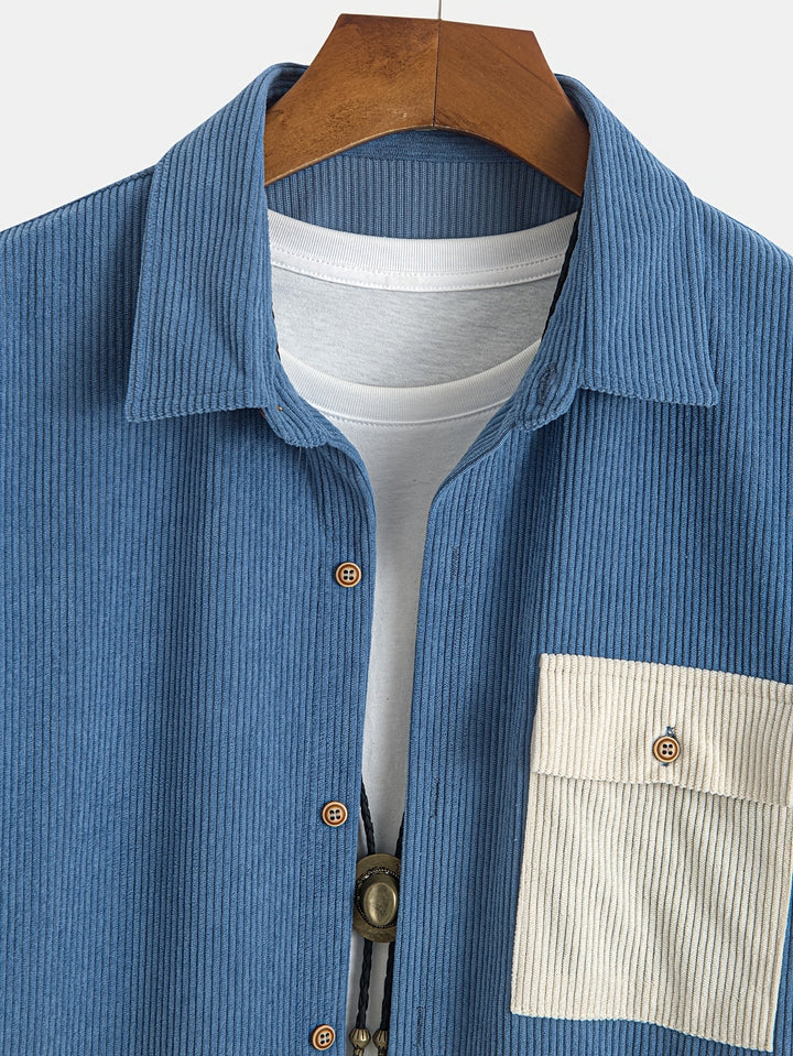 Laurent™ | Chemise Bicolore Lin Bleu