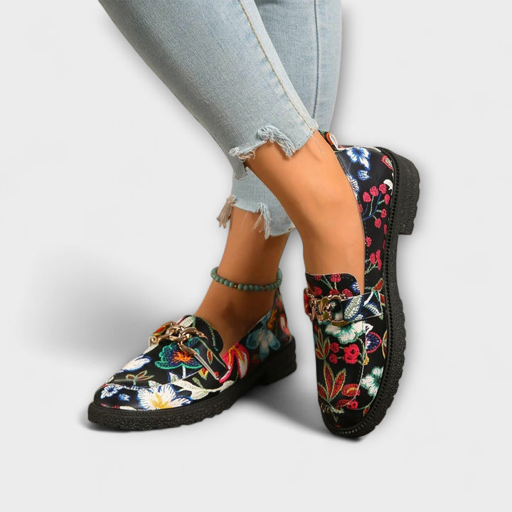 Dorien | Mocassins multicolores avec motif floral