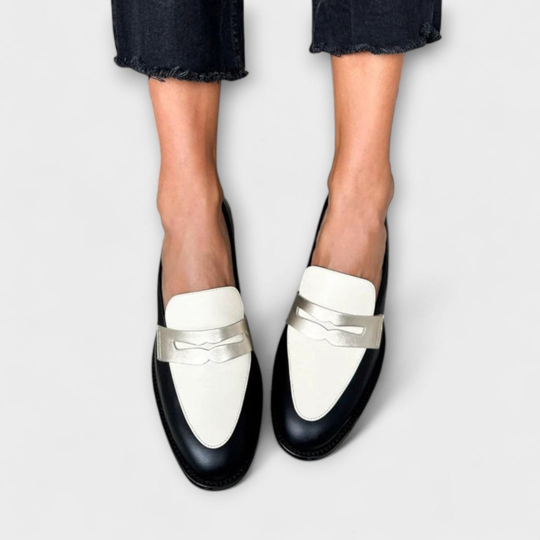Angele | Mocassins noirs avec effet métallisé brillant