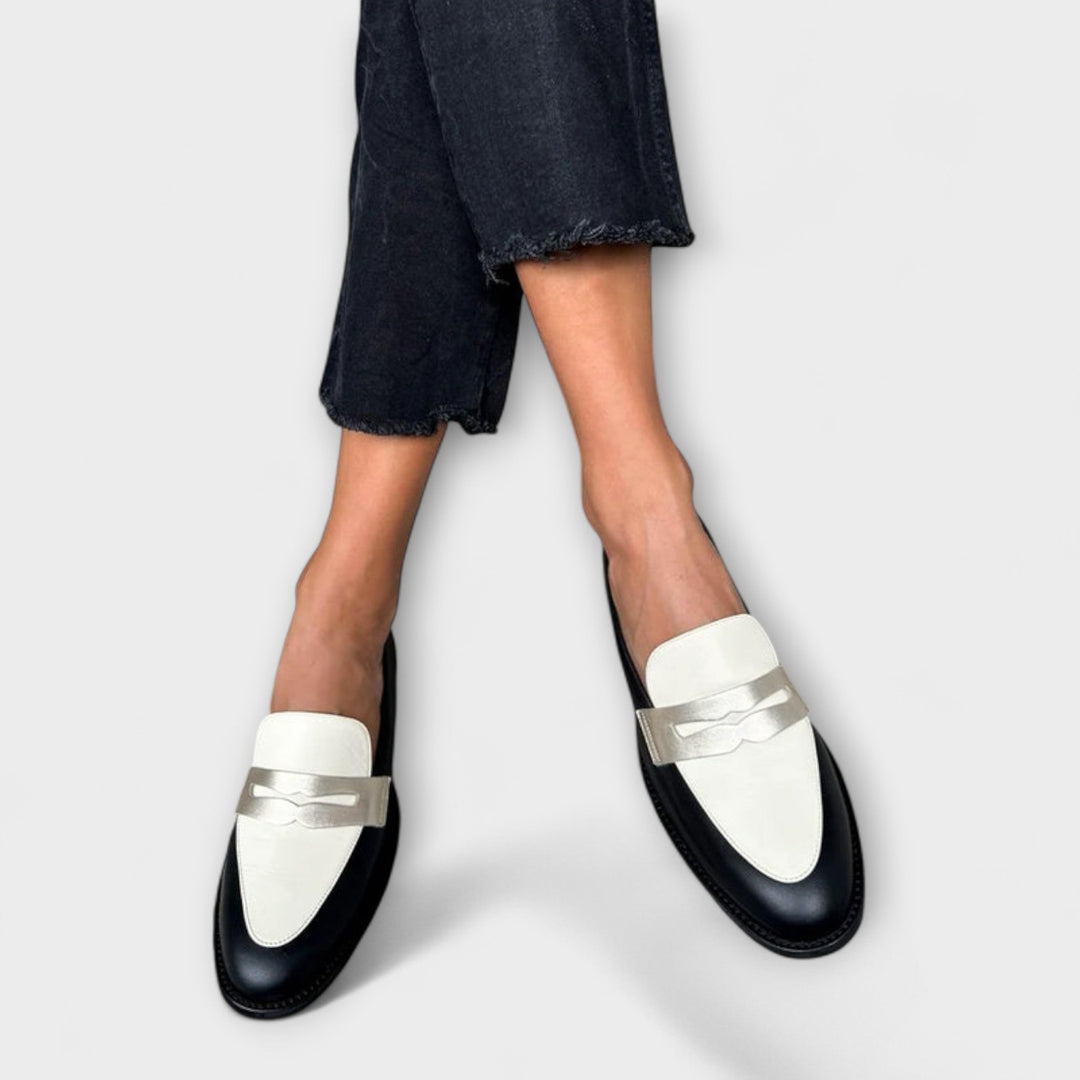 Angele | Mocassins noirs avec effet métallisé brillant