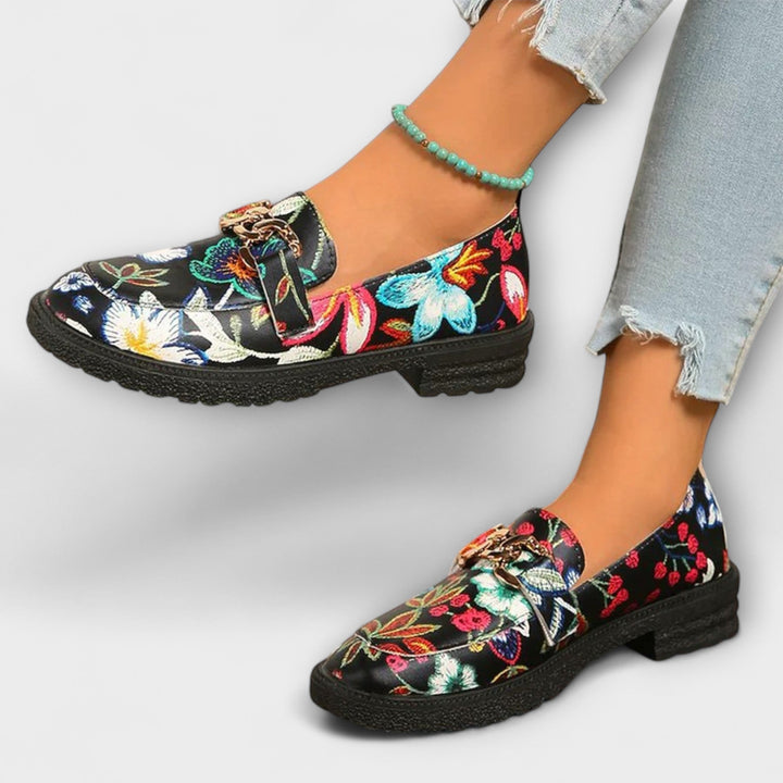 Dorien | Mocassins multicolores avec motif floral