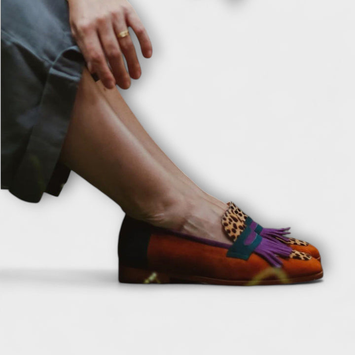 Henny | Mocassin brun avec motif léopard