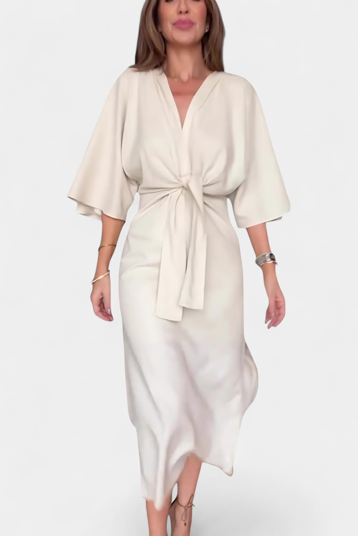 Daphné | Robe Casual avec Décolleté en V et Nœud Frontal