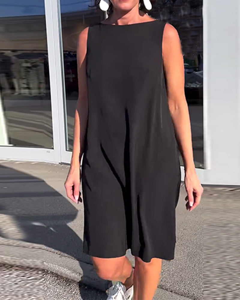 Hélène - Robe Sans Manches Unie Shift