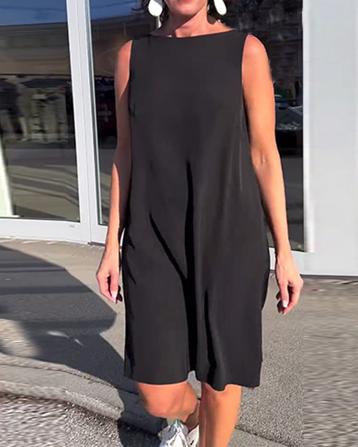 Hélène - Robe Sans Manches Unie Shift