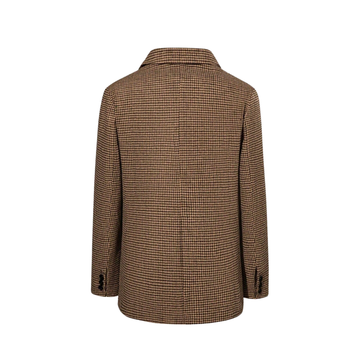 Mathilde | Blazer à Carreaux Marron à Simple Boutonnage
