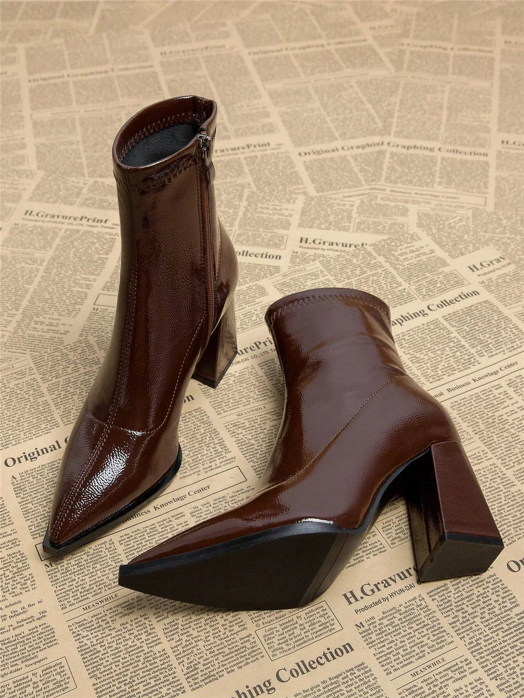 Stéphanie | Bottines en Cuir Verni Sleek