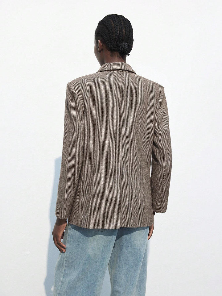 Nicole | Blazer Café Brun à Bouton Unique