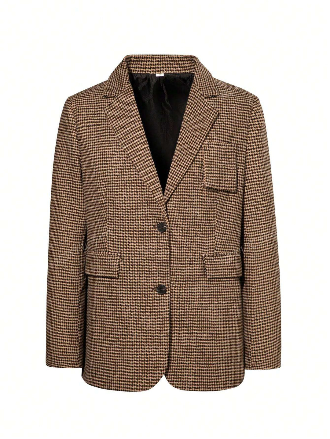 Mathilde | Blazer à Carreaux Marron à Simple Boutonnage