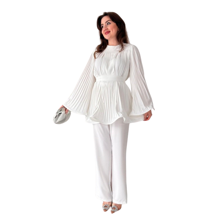 Lucie | Ensemble de Tops et Pantalons Évasés Plissés