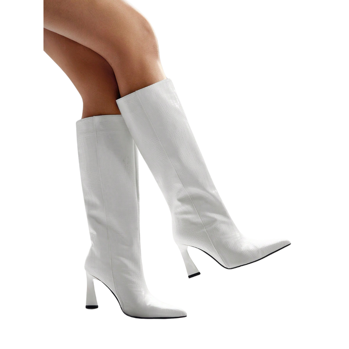 Victoria | Bottes Montantes en Cuir Croco