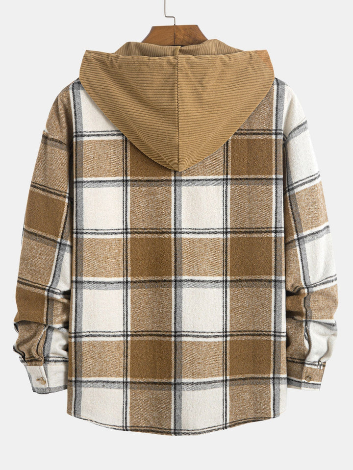 Laurent™ - Chemise à capuche en velours côtelé à carreaux