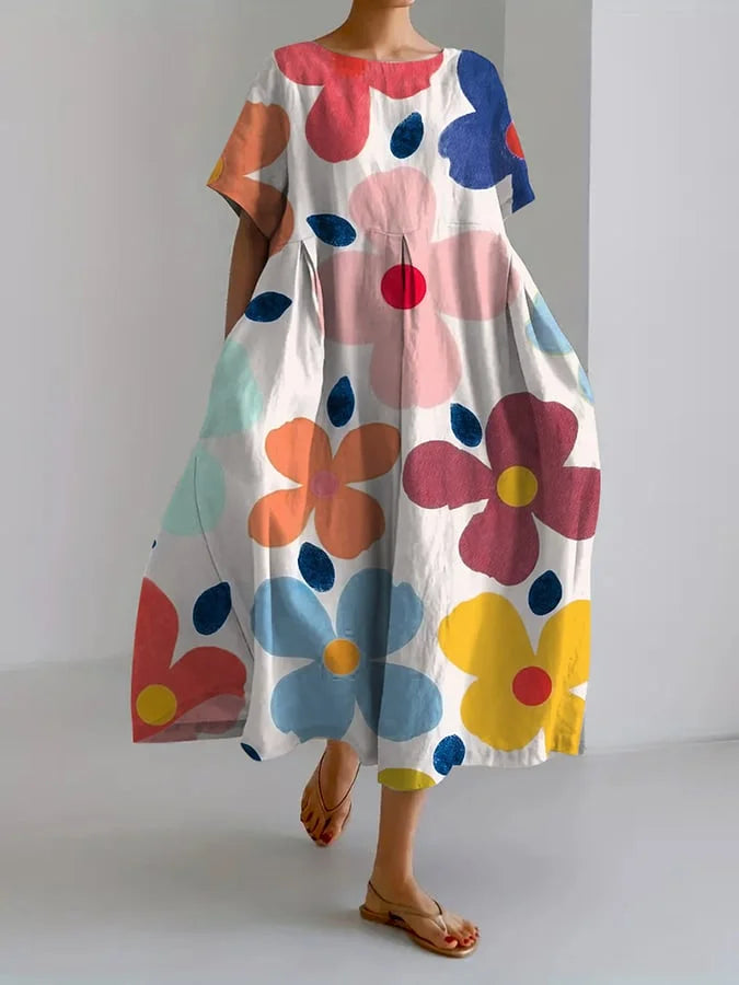 Eliana | Robe midi fleurie et joyeuse pour des journées d'été insouciantes