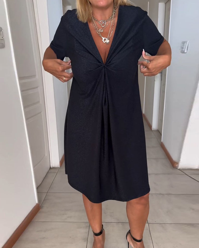 Jeanne | Robe torsadée à manches courtes et col V