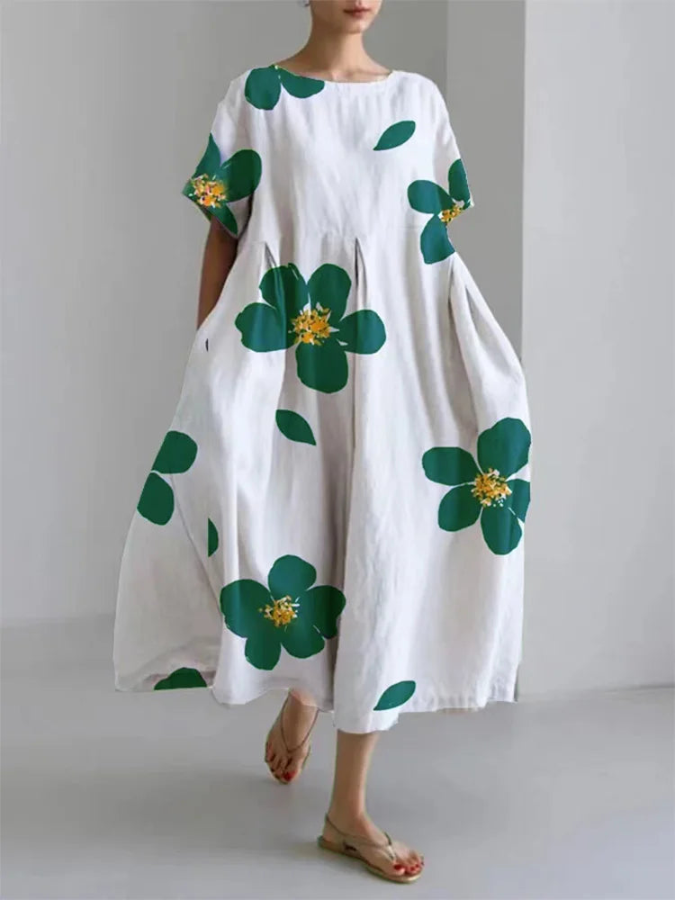 CATHERINE | Robe longue d'été à fleurs lumineuses et confort doux pour les journées ensoleillées