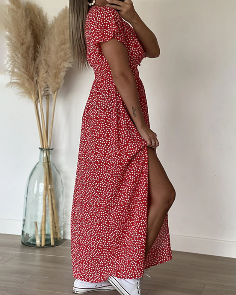 Isa | Robe longue imprimée à encolure en V