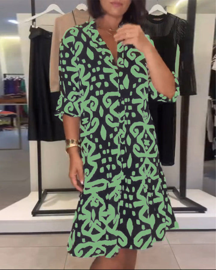 Solène | Robe Col En V Élégante Imprimée