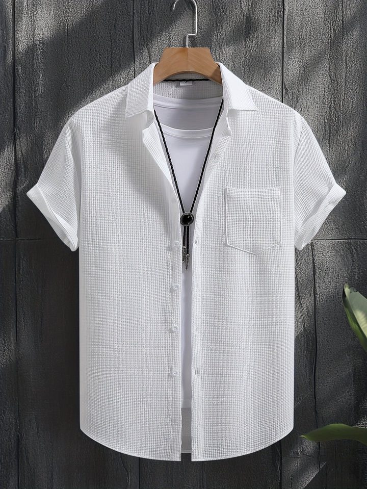 Laurent™ | Chemise Texturée Marine Chic