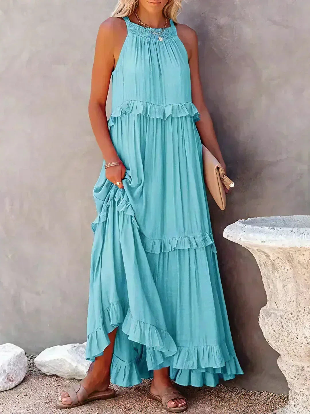 Sarah | Robe Maxi Volant Halter (Presque épuisé)