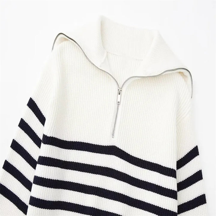 Laurent™ | Pull zippé rayé