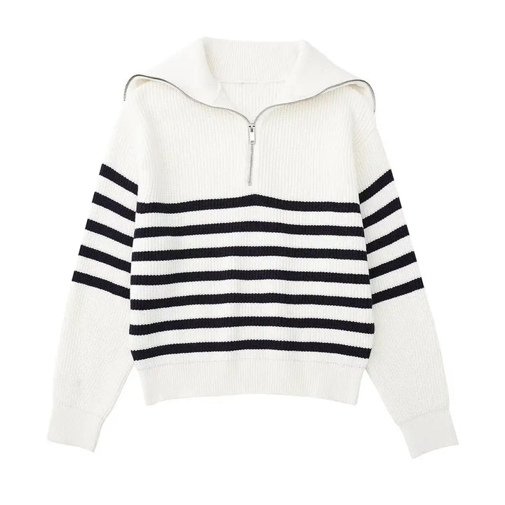 Laurent™ | Pull zippé rayé