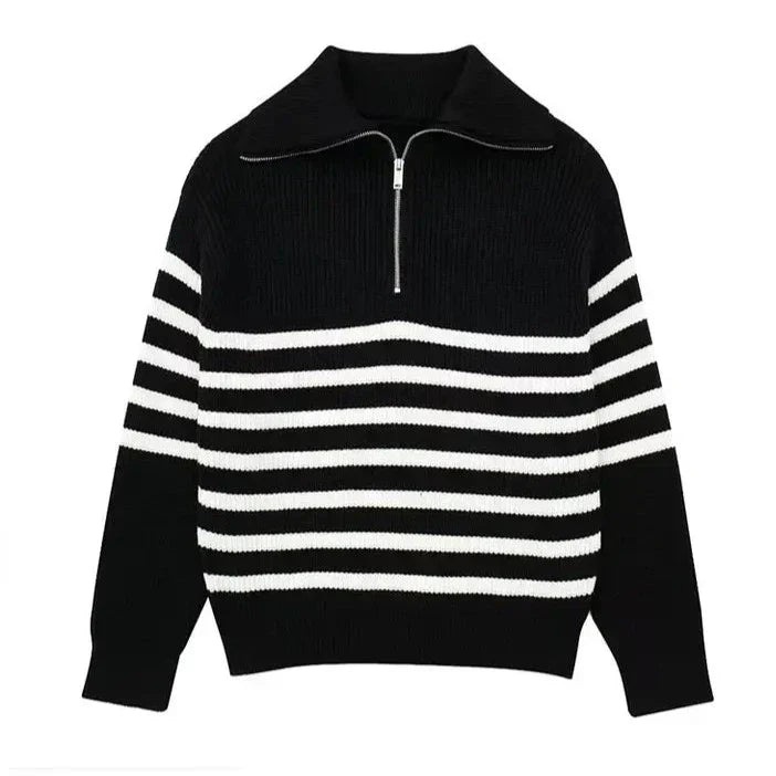 Laurent™ | Pull zippé rayé