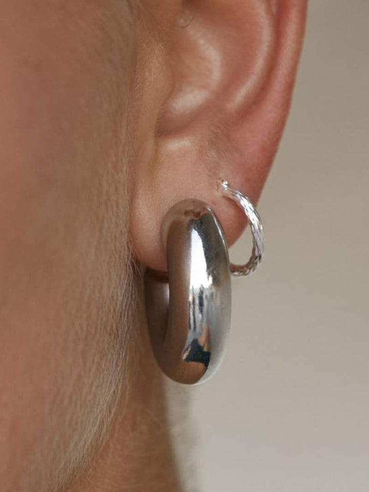 Rose | Boucles d'oreilles créoles épaisses