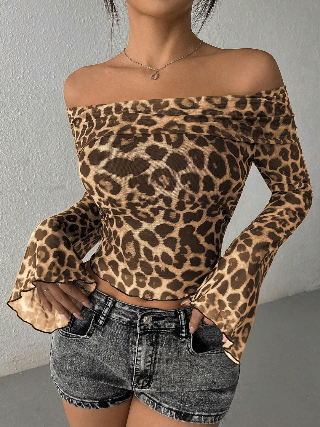 Clémence | Haut Off-Shoulder Léopard Luxe