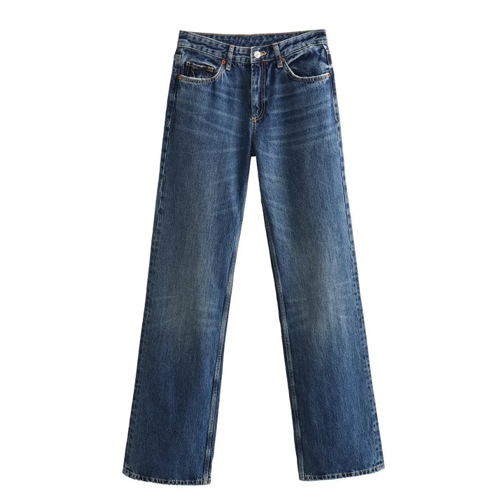 Gwenaëlle | Jean droit taille haute gris vintage