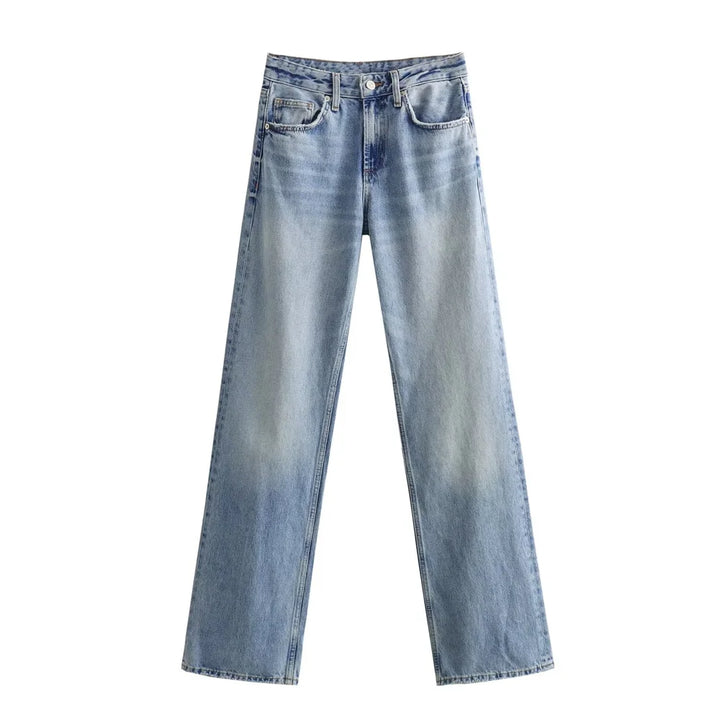 Gwenaëlle | Jean droit taille haute gris vintage