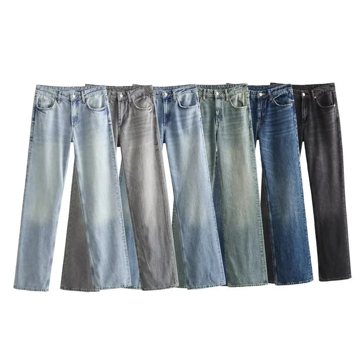Gwenaëlle | Jean droit taille haute gris vintage