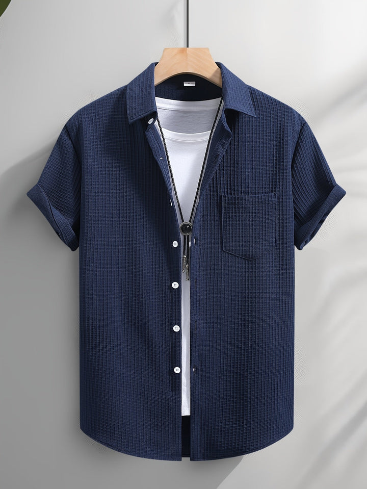 Laurent™ | Chemise Texturée Marine Chic