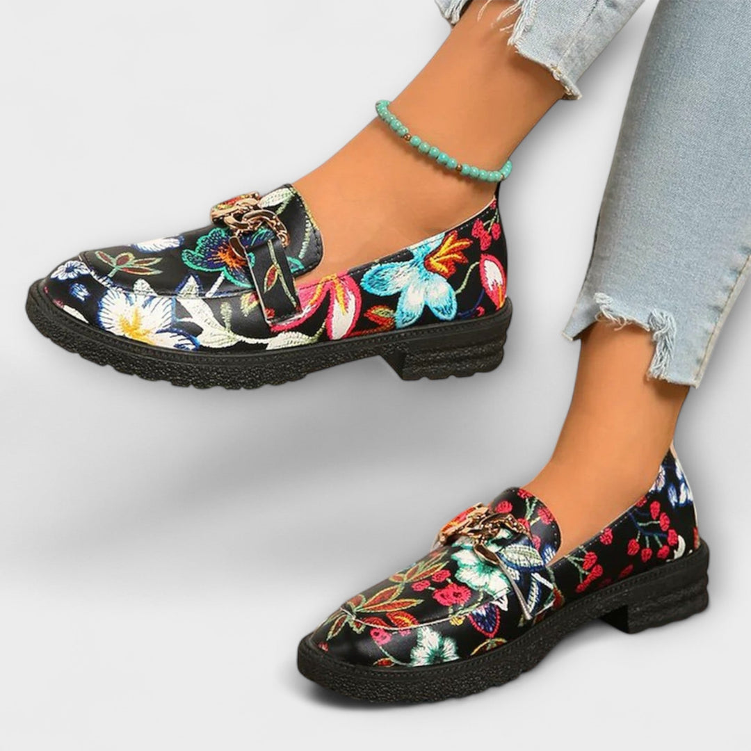 Dorien | Mocassins multicolores avec motif floral