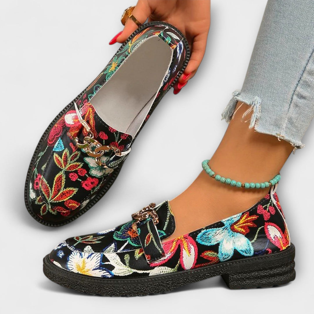 Dorien | Mocassins multicolores avec motif floral
