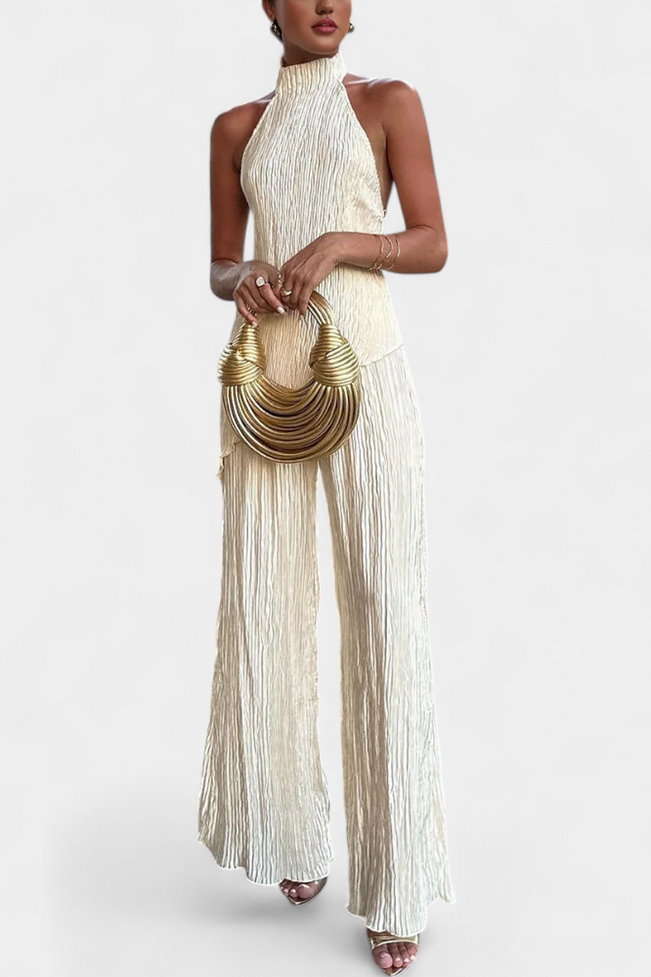 Axelle | Ensemble élégant haut plissé et pantalon fluide