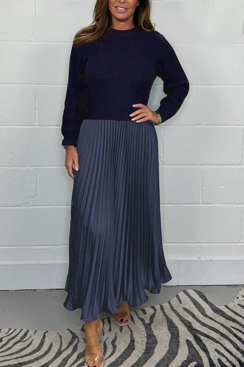 Emilia | Pull Long Avec Jupe Plissée