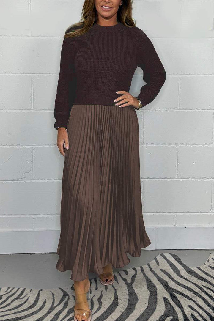 Emilia | Pull Long Avec Jupe Plissée