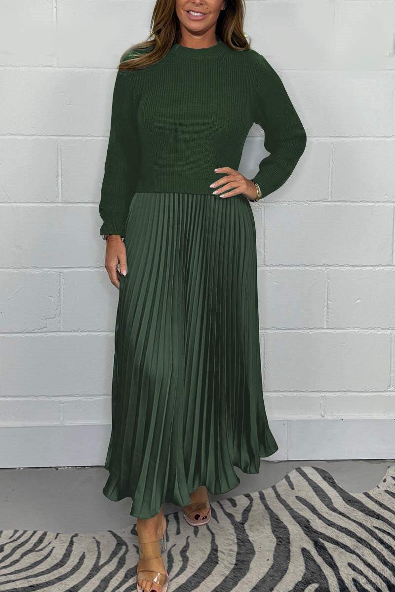 Emilia | Pull Long Avec Jupe Plissée