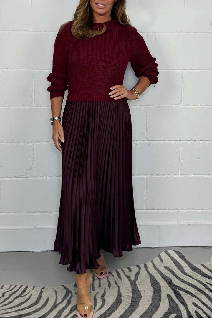 Emilia | Pull Long Avec Jupe Plissée